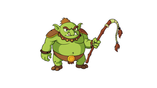 As the ground rumbled I knew the Ogre was approaching. Its massive form was covered in thick oily scales and its long slike tail whipped back and. Cartoon Vector.