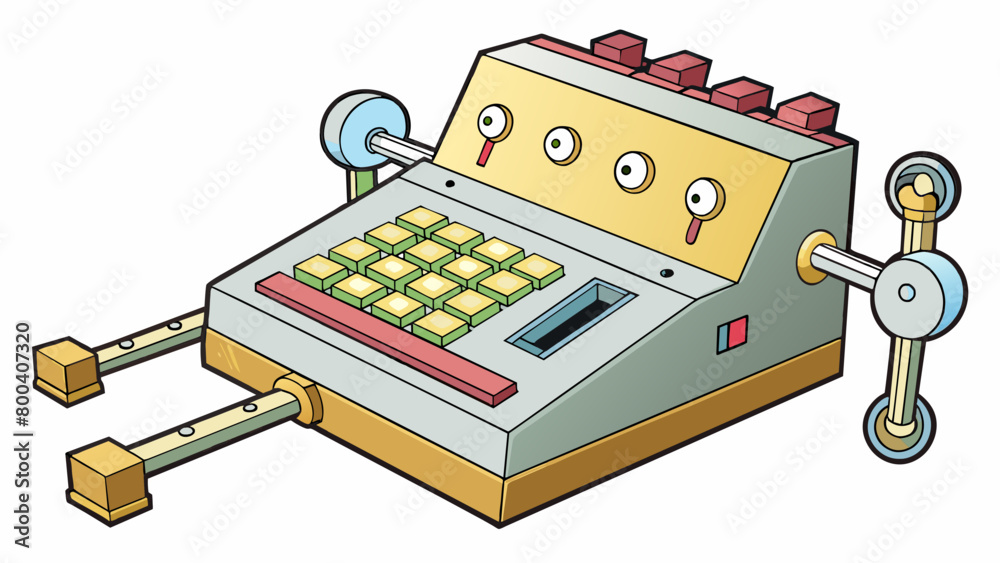 Aufkleber Creating a duplicate set of keys by using a key copying machine resulting in two keys with identical notches ridges and grooves.  on white. Cartoon Vector.