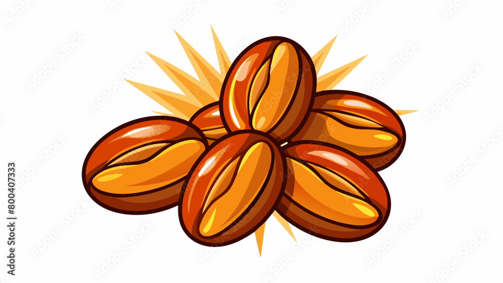 Poster Bright shiny beans that look like they came straight out of a cartoon. They have a hard outer shell with a glossy finish and their insides are filled. Cartoon Vector.