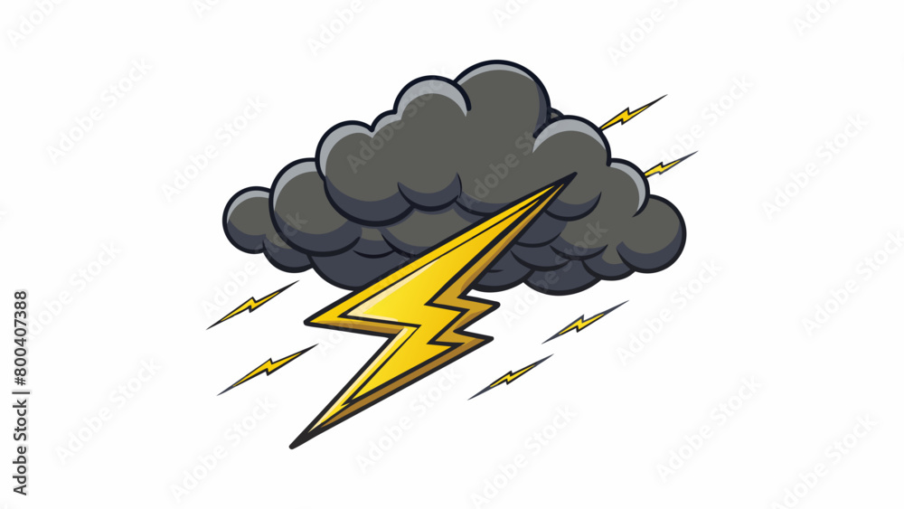 Poster Flashes of lightning illuminated the dark clouds followed by a deafening clap of thunder that sounded like a thousand drums being beaten at once. . Cartoon Vector.