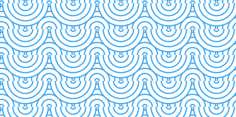 Overlapping Pattern Minimal diamond geometric waves spiral and abstract circle wave line. blue color seamless tile stripe geometric create retro square line backdrop pattern background.