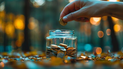 Generosity in Action: Hand Placing Coin into Donation Box, generative ai