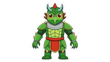 Dragon Scale Armor This unique set is made of overlapping green scales that resemble a dragons skin and give protection to the knight. The chest piece. Cartoon Vector.