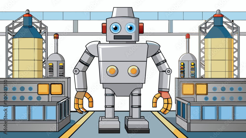 Poster in a household a small round robot is scurrying around the kitchen. its round body is covered in a b