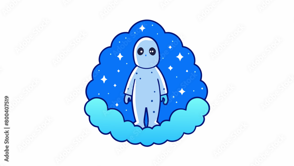 Poster in a clear starry night a ghostly figure appears in the sky its ethereal glow causing the surroundin