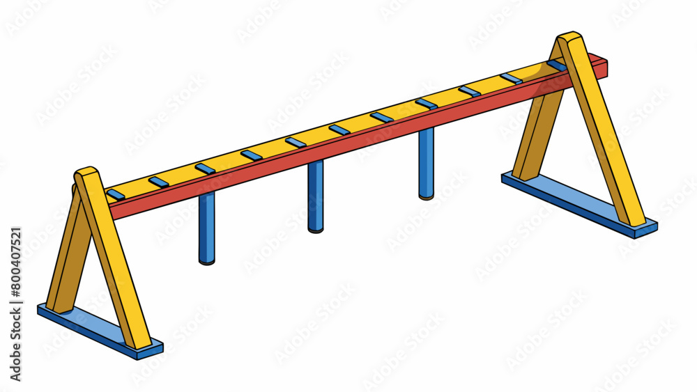 Aufkleber In a playground setting a horizontal bar is a foundational piece of equipment that consists of a long low beam that children can grip and swing on.. Cartoon Vector.