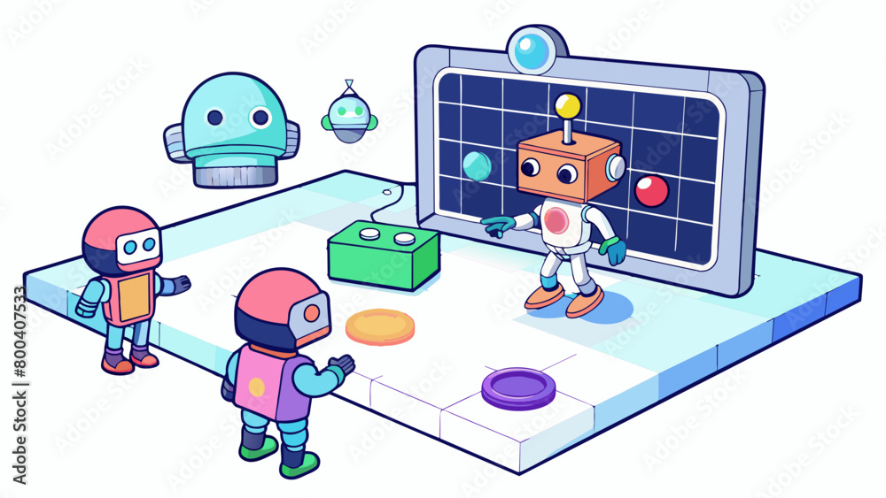 Fototapete In a virtual game world the AI algorithm controls the behavior of nonplayer characters making them react in realistic ways to the actions of the. Cartoon Vector.