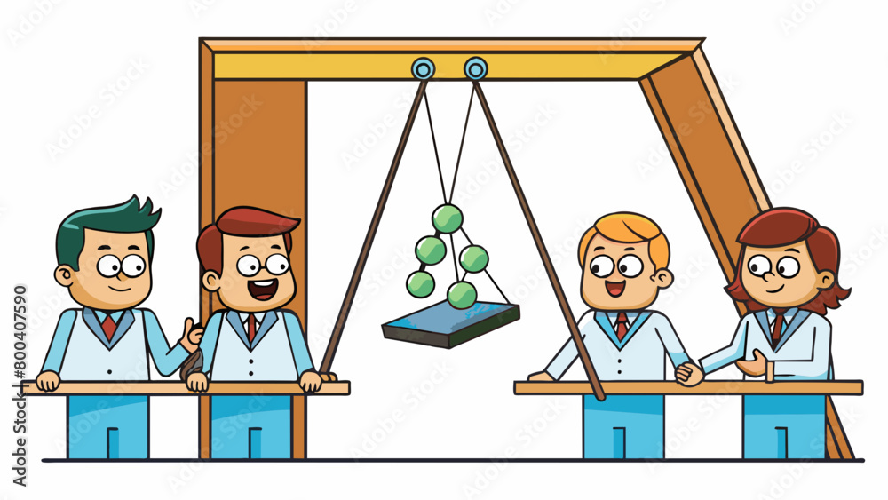 Poster in the science classroom a wooden pendulum is set up with a heavy metal bob at the bottom. as the pe