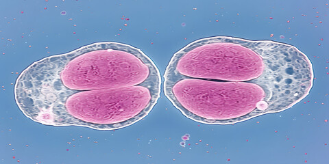 Visão microscópica de uma célula em mitose