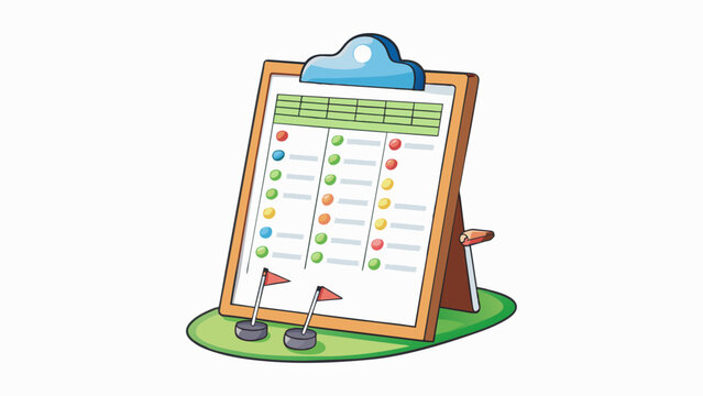 In a game of golf a Scorecard is a small booklet that contains a list of holes on the golf course along with the corresponding par scores for each. Cartoon Vector.