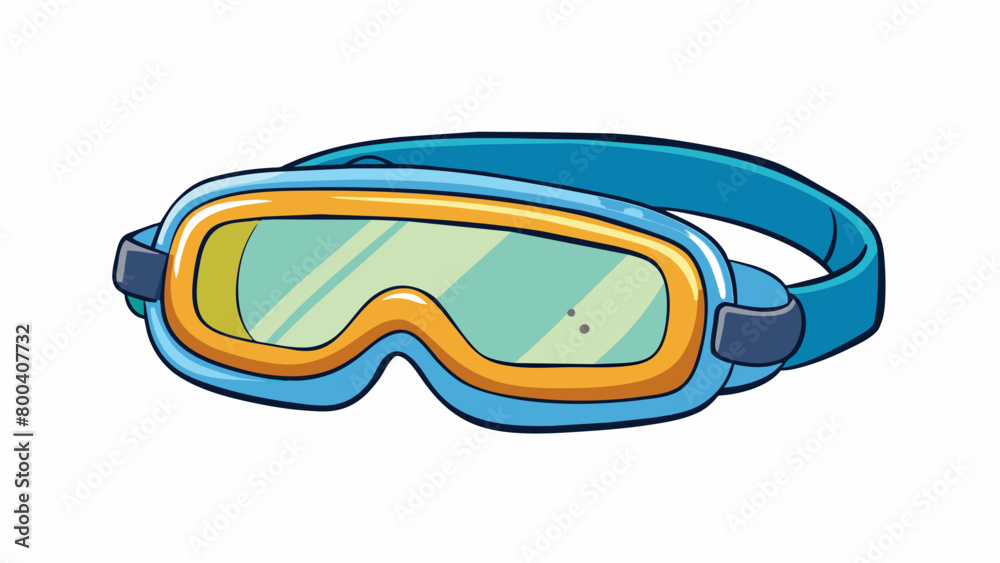 Poster Our final illustration features a pair of swim goggles with a unique twist. Instead of traditional ss these goggles have a neoprene headband that. Cartoon Vector.