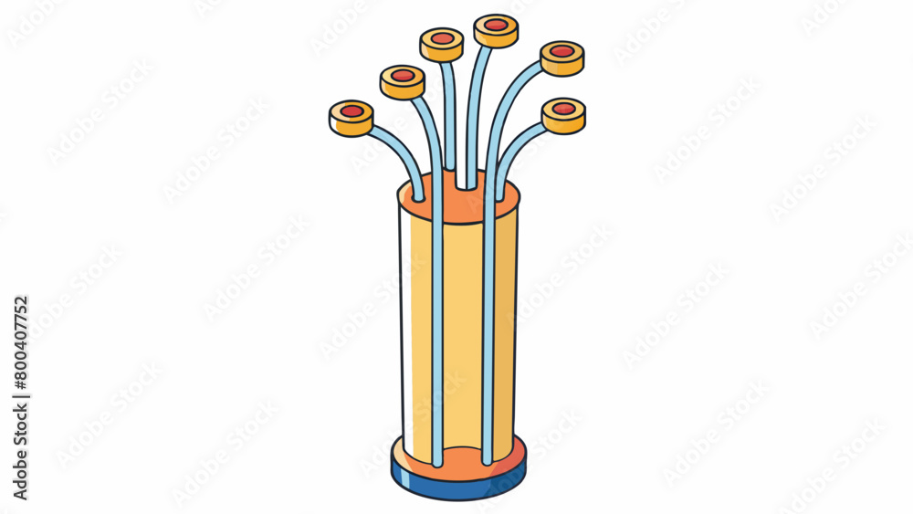 Aufkleber next is a tall slender tube with several smaller tubes attached to the side. when you blow into the 