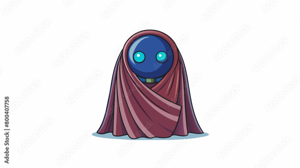 Poster Peeking out from behind a thick curtain you catch a glimpse of a mysterious figure. As it steps into the light you see that Genie is a featureless. Cartoon Vector.