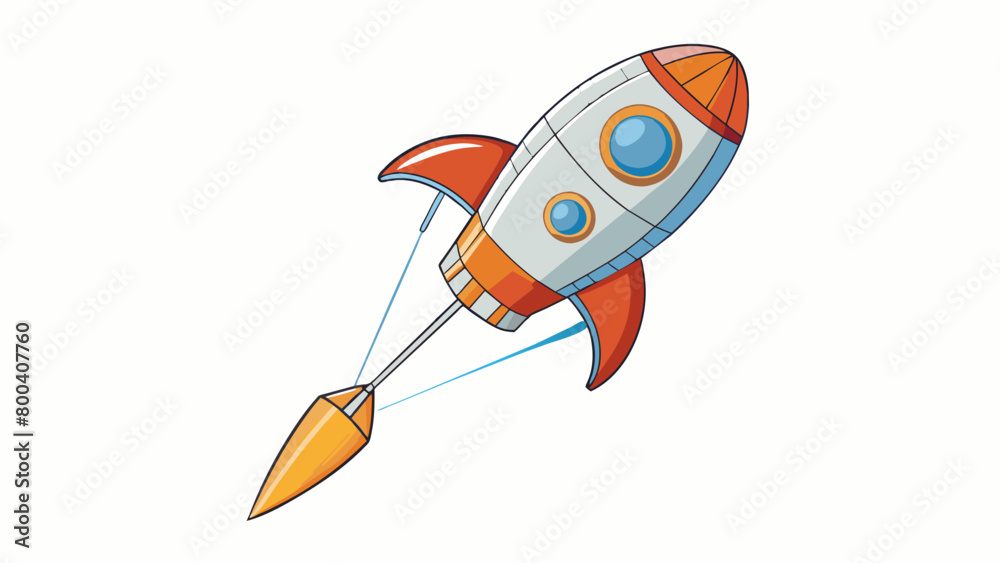 Poster One key feature of a model rocket is its parachute which is a small folded sheet attached to the top of the rocket. Once the rocket reaches its peak. Cartoon Vector.