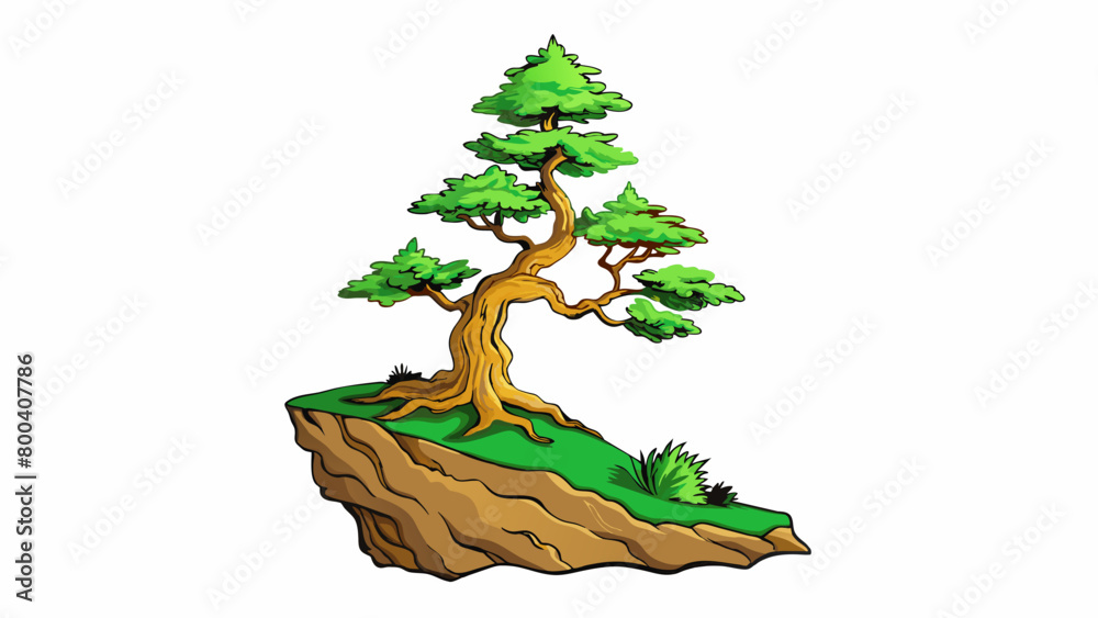 Aufkleber perched precariously on the edge of the crag was a lone pine tree its twisted trunk and gnarled bran