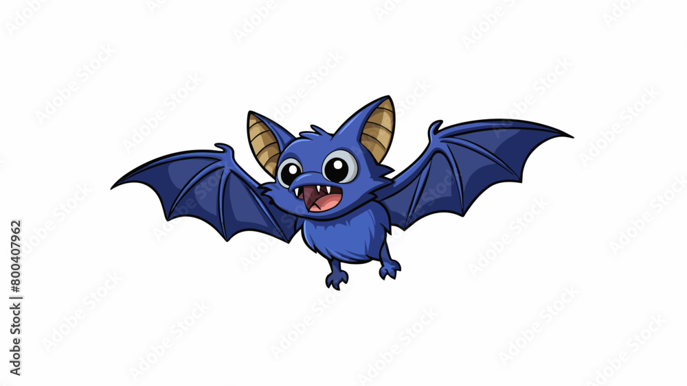 Poster The bat soared through the sky its flapping wings sounding like a faint rustle in the cool breeze. Its body was small and nimble with velvety fur that. Cartoon Vector.
