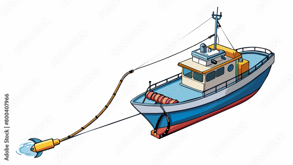 Poster the boat has reached its desired location and the crew lowers a specialized deep sea fishing line. t