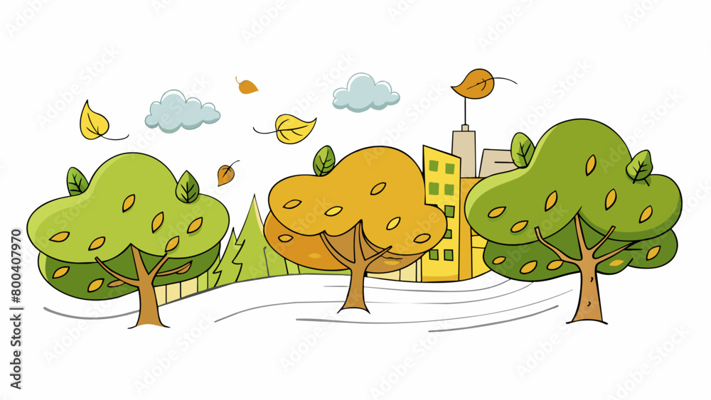 Poster strong gusts of wind whipped through the air bending trees and sending leaves flying in every direct