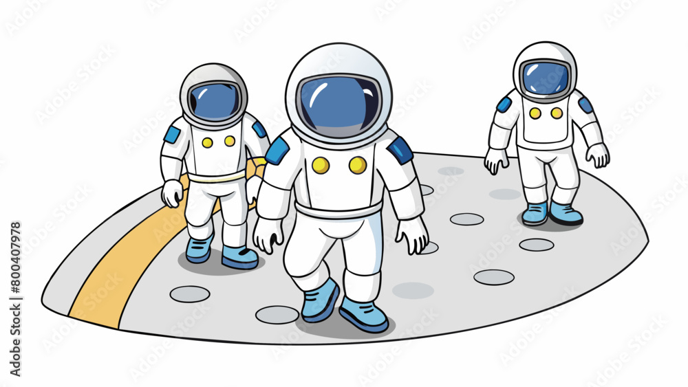 Poster the astronauts carefully stepped out of the lander their bulky white spacesuits contrasting against 