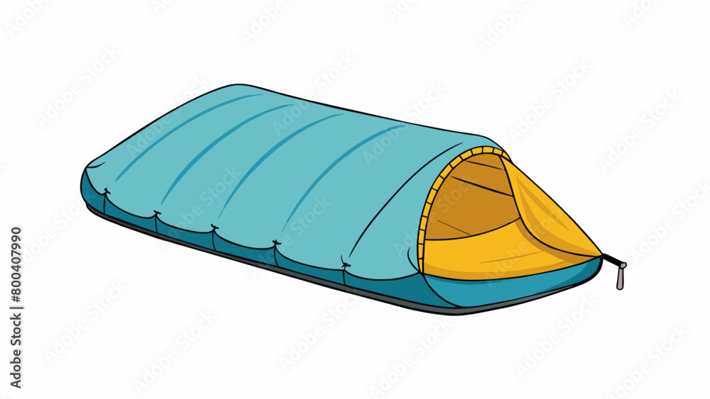 Poster The bivy sack is a compact shelter made of lightweight waterproof material that can easily fit into a backpack. Its streamlined design features a. Cartoon Vector.