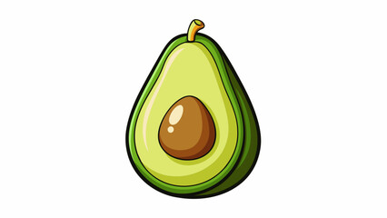The avocado is a large pearshaped fruit with a smooth dark green skin and a creamy pale that is high in essential vitamins and healthy fats.  on. Cartoon Vector.