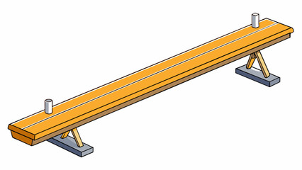 The balance beam is a sy yet delicate apparatus consisting of a long padded beam supported by four metal posts. The top of the beam is lined with a. Cartoon Vector.