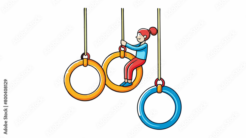 Poster the gymnastics rings are made of sy plastic and are carefully positioned at the end of a long rope t