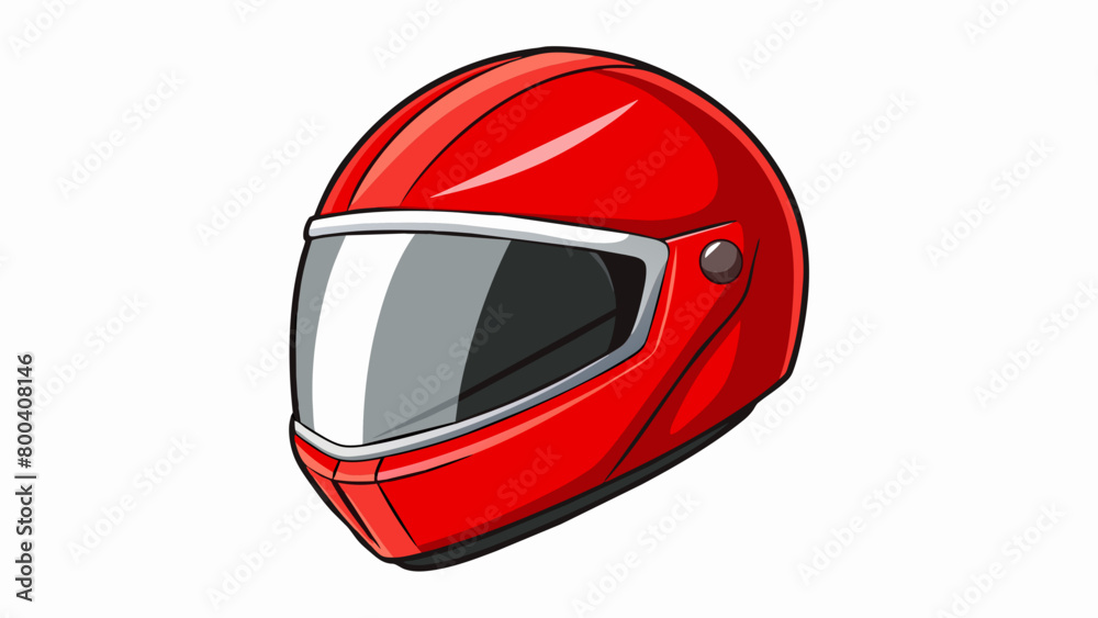 Poster The helmet had a sleek aerodynamic design with a pointed visor and a bright red color. It was lightweight and felt sy providing full coverage for the. Cartoon Vector.
