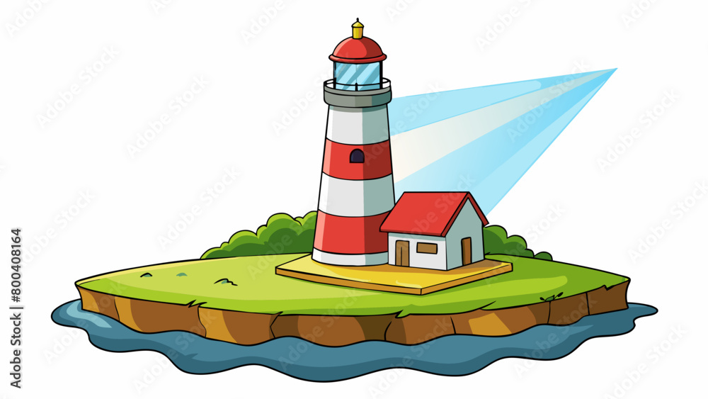 Poster the lone lighthouse stood stoically on a deserted island surrounded by a vast expanse of ocean. its 