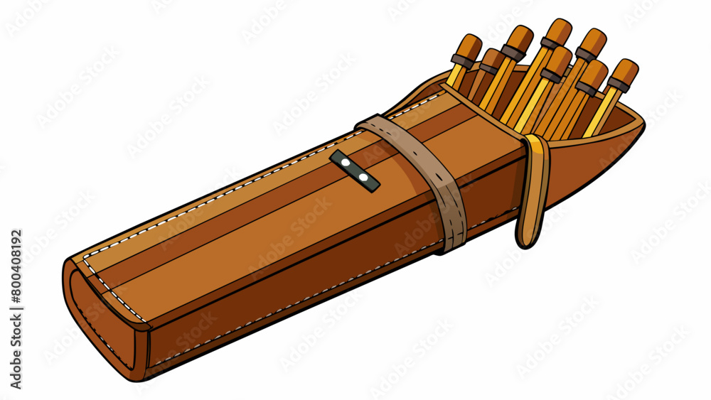 Poster the quiver is a simple wooden frame with multiple slots or holes along the sides. it is used to hold