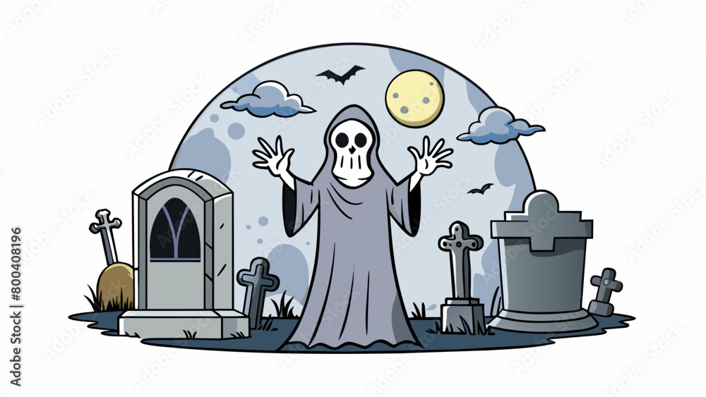 Poster the old graveyard was shrouded in mist and the full moon cast an ominous glow on the headstones. sud