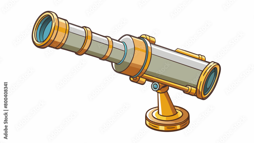 Poster The tant is a handheld tool with a sleek metal body and a delicate telescope that allows for the sighting of stars and other celestial objects. It was. Cartoon Vector.