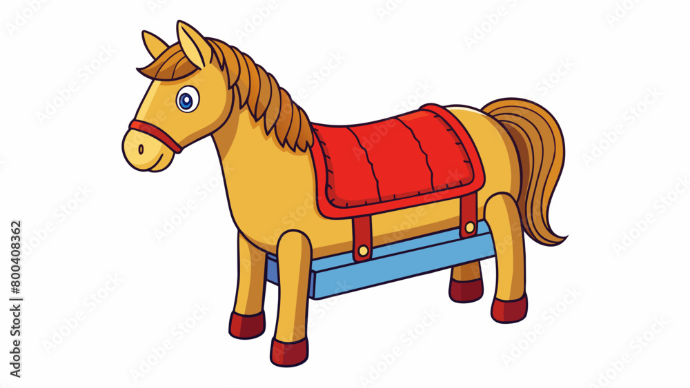 Poster The vaulting horse is a dynamic training tool that helps to enhance balancing and coordination skills. Its surface is made of durable nonabrasive. Cartoon Vector.
