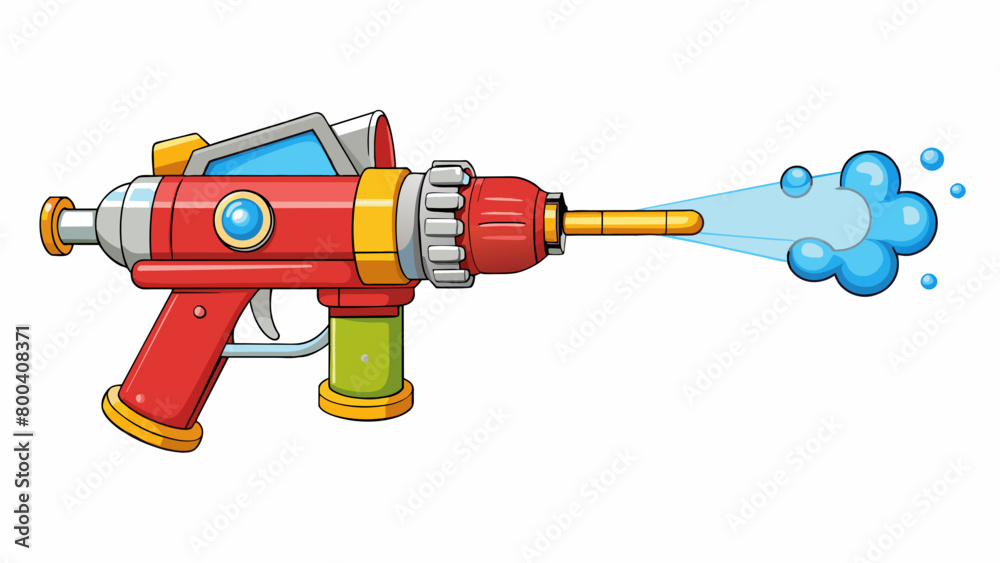 Poster the water gun resembles a mini fire hydrant with a metal body and a large crank handle on top. inste