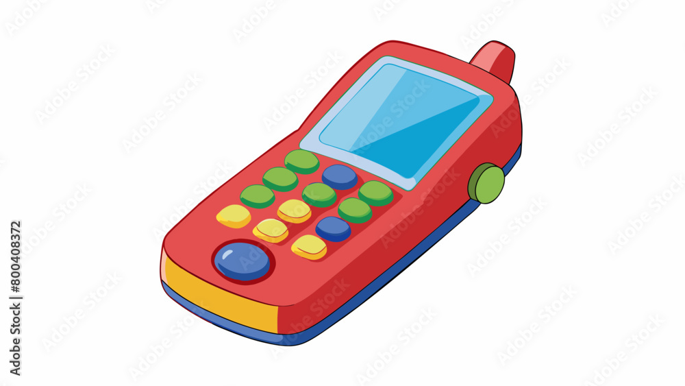 Aufkleber The toy phone is a chunky toddlerfriendly design with big chunky buttons and a soothing ringtone. It also features a builtin handle and wheels for. Cartoon Vector.