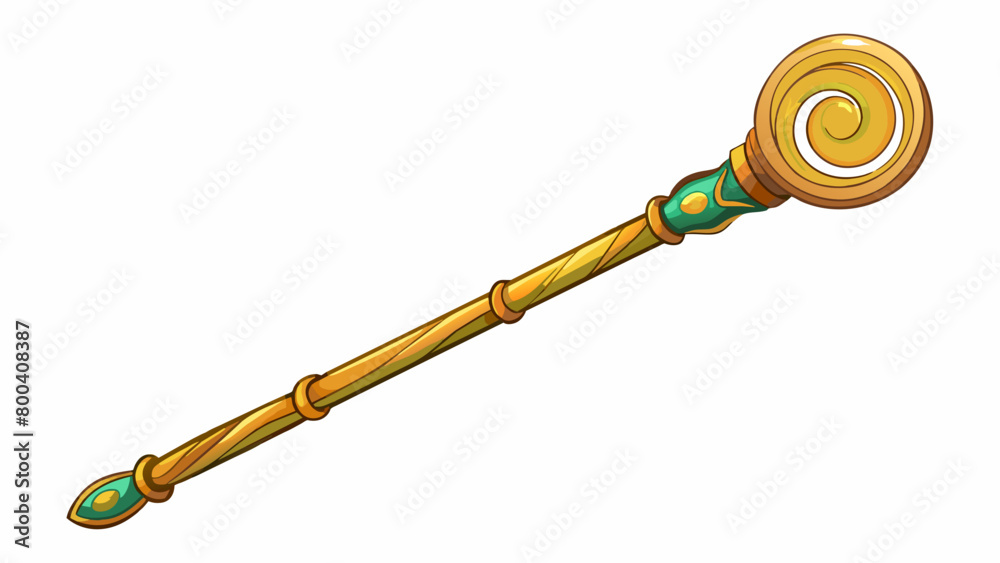 Poster The wand was quite bulky with a thick handle that was easy to grip. Its surface was covered in swirling patterns and it emitted a soft warm glow. . Cartoon Vector.