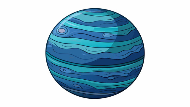 The surface of Neptune is dotted with dark patches and streaks evidence of the powerful storms and winds that sweep across the planet.  on white. Cartoon Vector.