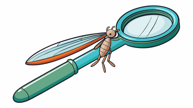 The third illustration depicts a set of plastic tweezers with pointed tips and a magnifying glass. The tweezers are used for handling fragile bugs or. Cartoon Vector.