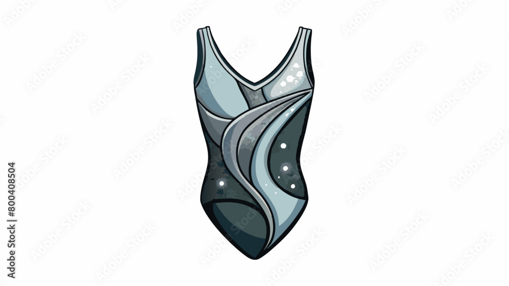 Poster This leotard is sleek and elegant with a black base and intricate silver sparkles in a swirling pattern. The Vneckline is lined with a delicate mesh. Cartoon Vector.