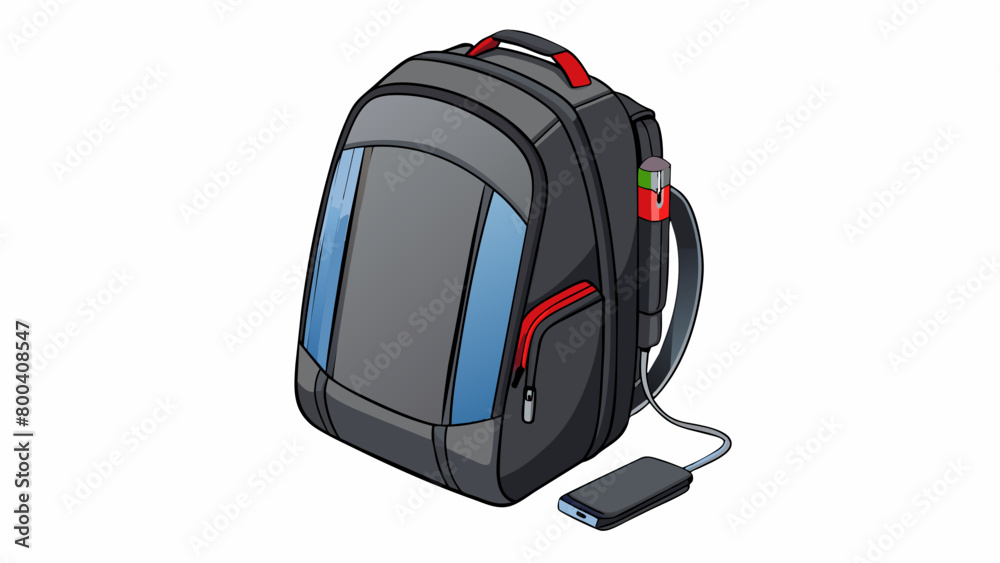 Poster this sleek black backpack is made with waterproof material and has a builtin usb charging port. it a