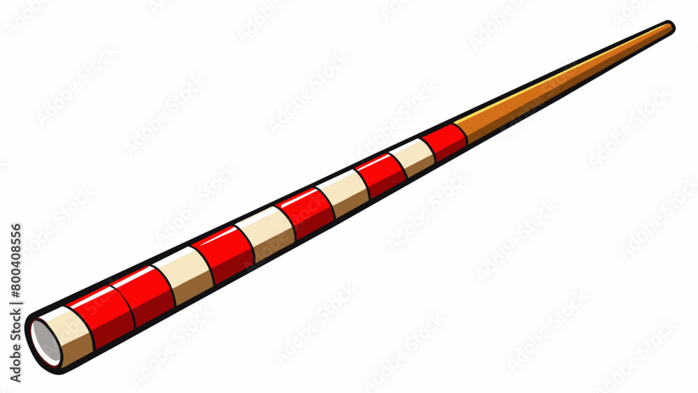 Poster this snooker cue has a classic design featuring a vibrant red and white stripe along its length. the
