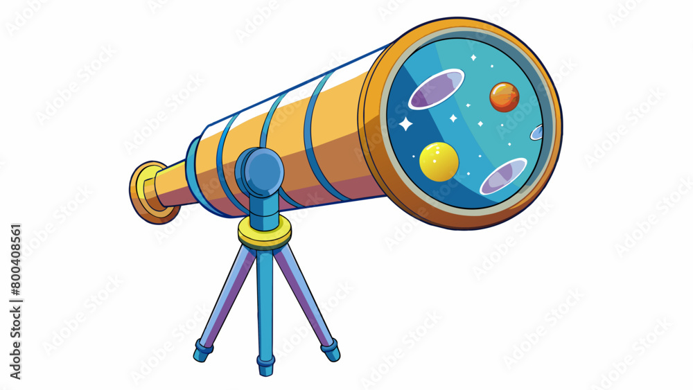 Fototapete This telescope is equipped with a large reflecting mirror that captures and reflects light from distant objects. It allows astronomers to observe and. Cartoon Vector.