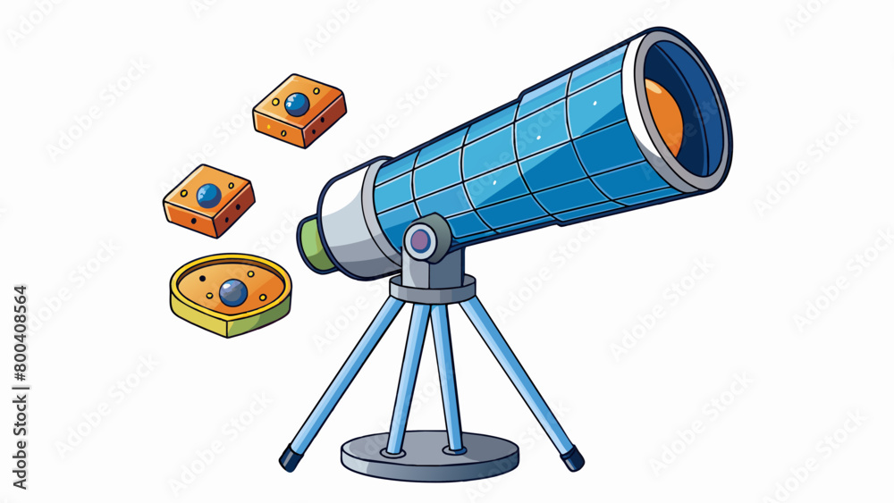 Poster This telescope uses infrared technology to detect and capture the heat emitted by objects in space. This allows for observations of cool dark objects. Cartoon Vector.
