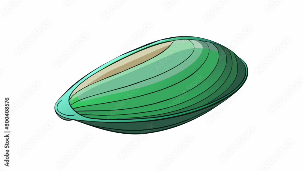Aufkleber this type of mussel is recognized by its light green color and ribbed shell. its thin elongated shap