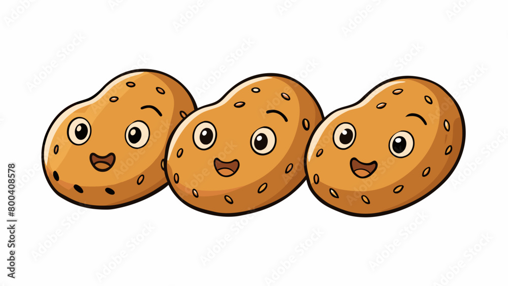 Poster Tiny and lightbrown in color these beans have a slightly bumpy texture and an earthy flavor.  on white background . Cartoon Vector.