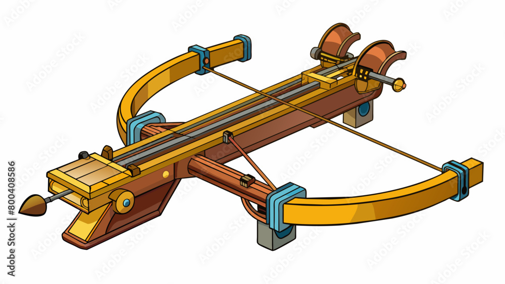 Poster This weapon is distinguishable by its unique mechanism of pulling back the string with a mechanical or handcranked device. This allows for greater. Cartoon Vector.