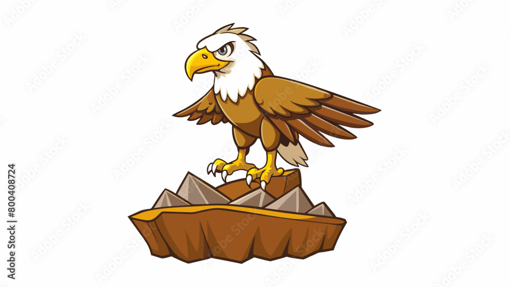 Poster with keen vision from its perch on a rocky cliff the eagle spots its prey below and swoops down with