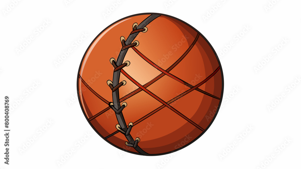 Poster a ball made of smooth dark leather about the size of a large orange with signature black laces criss