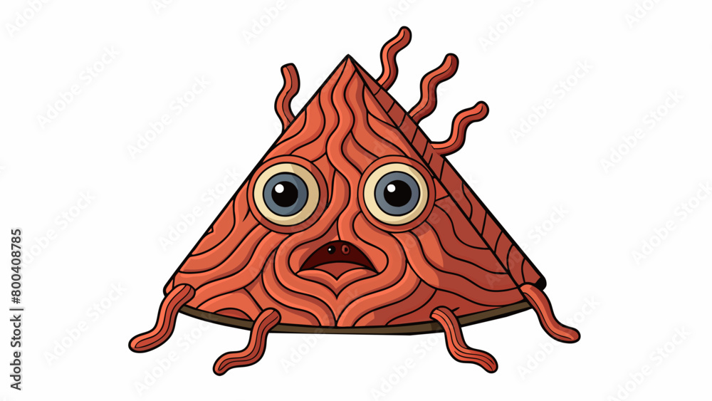 Poster A bizarrelooking object with a flat triangular body and two large bulbous eyes. Its reddishbrown skin is covered in unusual patterns and textures and. Cartoon Vector.