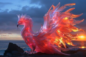 Fototapeta premium A phoenix is a mythical bird that is a symbol of hope, renewal, and life after death.